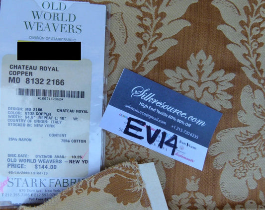 10 Ev14 Scalamandre Sample Square Chateau Royal Copper