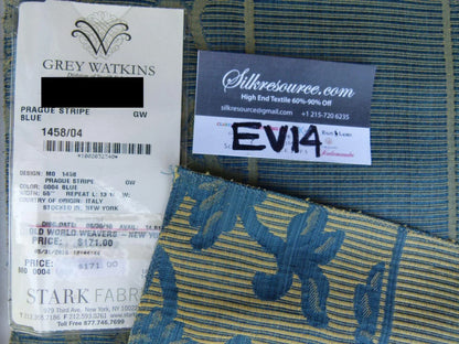 13 Ev14 Scalamandre Sample Square Prague Stripe Blue