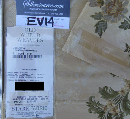 16 Ev14 Scalamandre Sample Square Lissandra Champagne Coffee