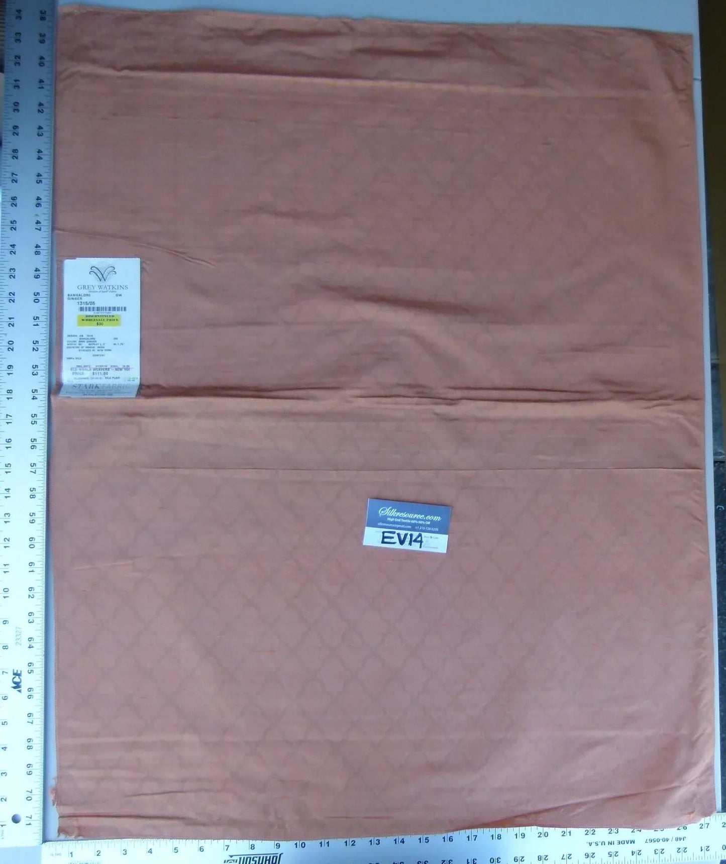 17 Ev14 Scalamandre Sample Square Bangalore Ginger MSRP USD 148/yd