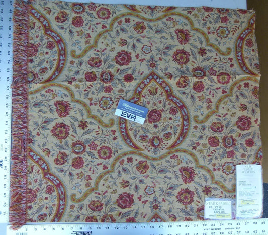 19 Ev14 Scalamandre Sample Square Calantha Gold Red