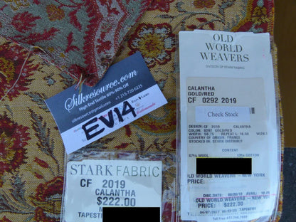 19 Ev14 Scalamandre Sample Square Calantha Gold Red