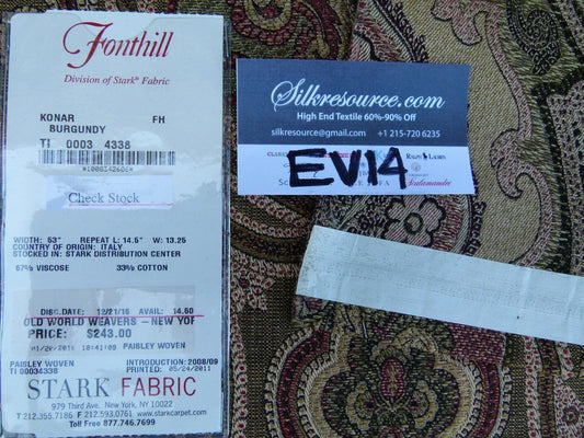 20 Ev14 Scalamandre Sample Square Konar Burgundy