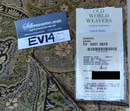23 Ev14 Scalamandre Sample Square Oriente Khaki