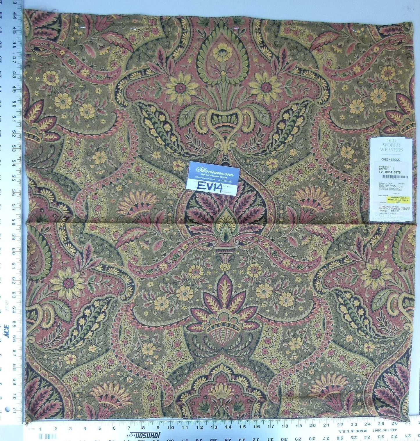 25 Ev14 Scalamandre Sample Square Oriente Green