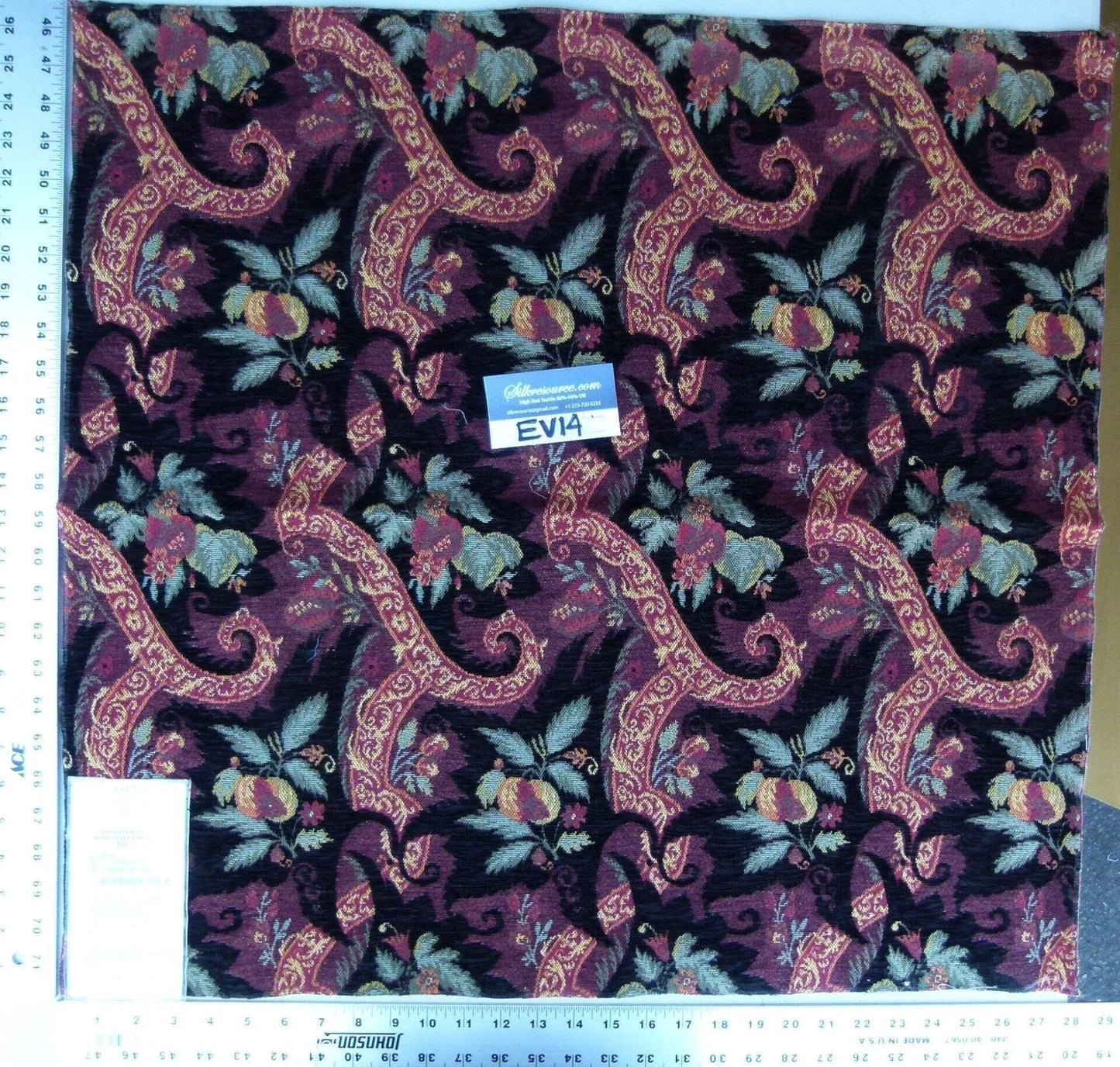 28 Ev14 Scalamandre Sample Square Yasmine Multi On Black