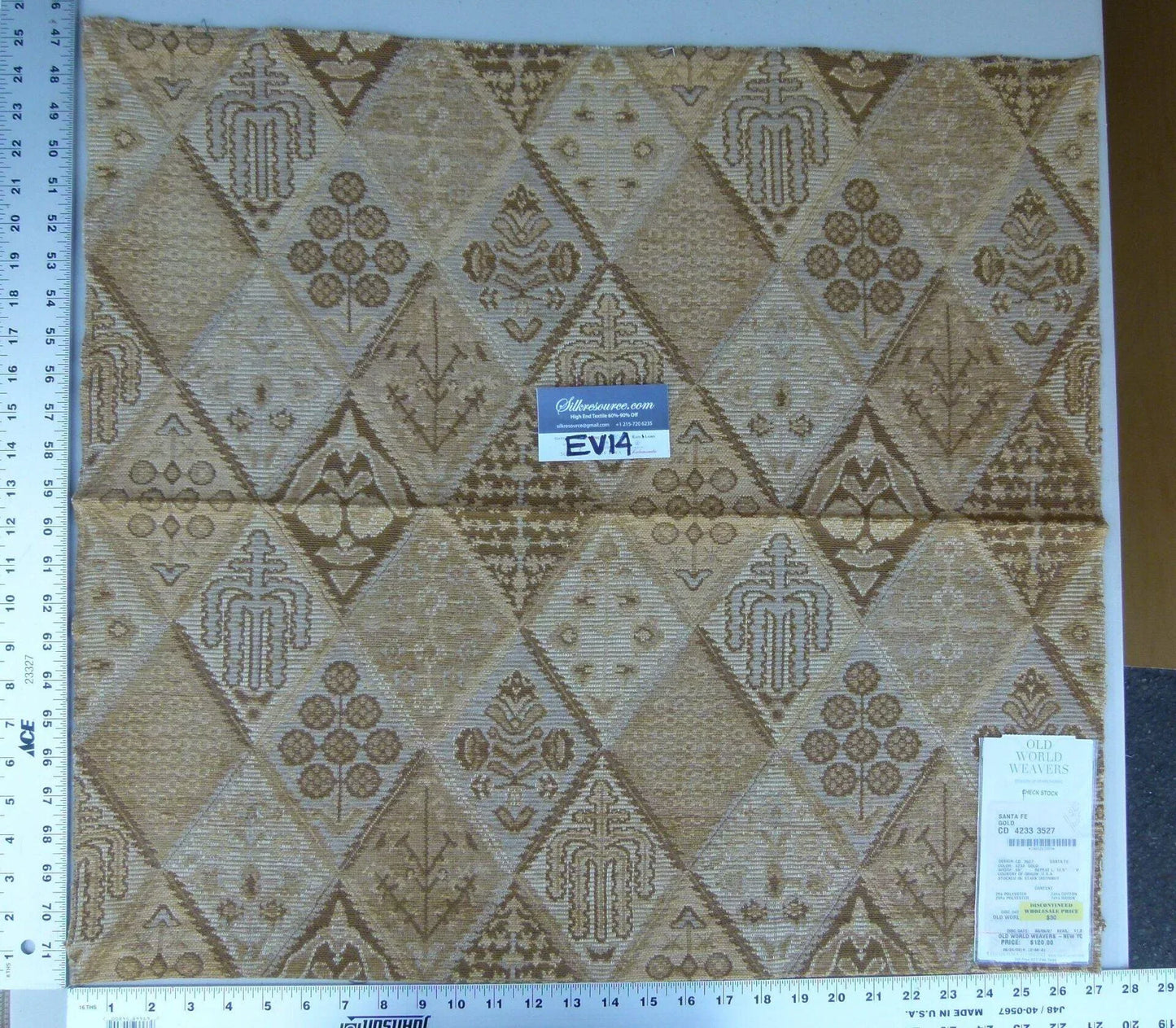 30 Ev14 Scalamandre Sample Square Sante Fe Gold