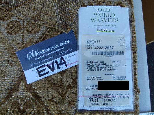 30 Ev14 Scalamandre Sample Square Sante Fe Gold