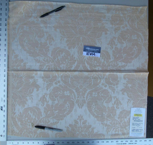 31 Ev14 Scalamandre Sample Square Dover Damask Apricot White