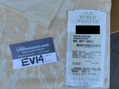 31 Ev14 Scalamandre Sample Square Dover Damask Apricot White