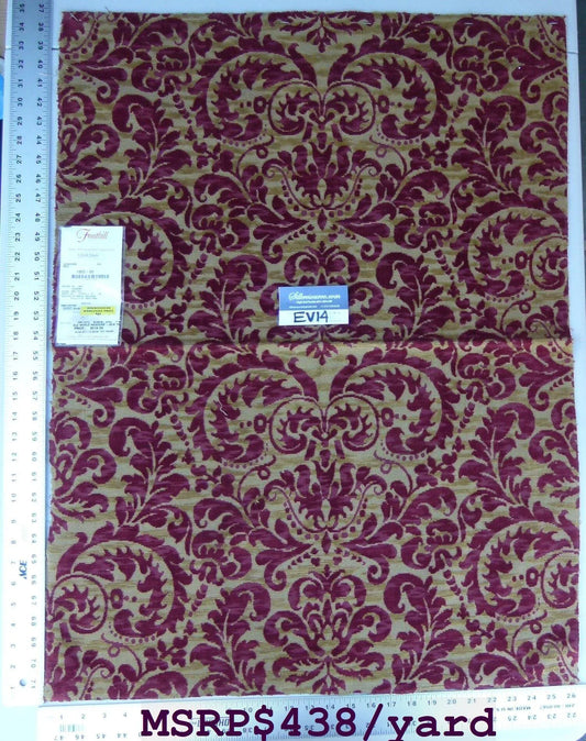 35 Ev14 Scalamandre Sample Square Vendome Red 34x26"