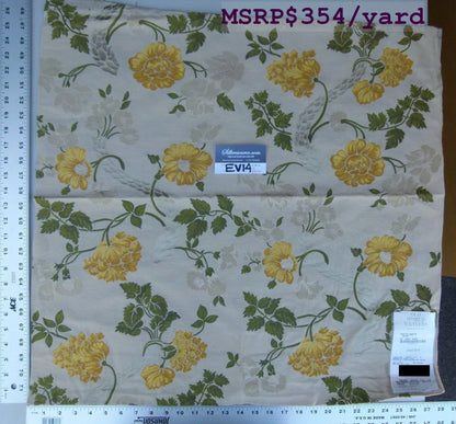 37 Ev14 Scalamandre Sample Square Broche Lampas Creme Floral