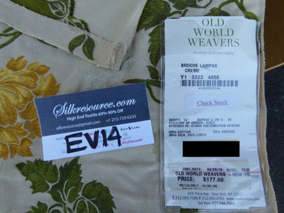 37 Ev14 Scalamandre Sample Square Broche Lampas Creme Floral