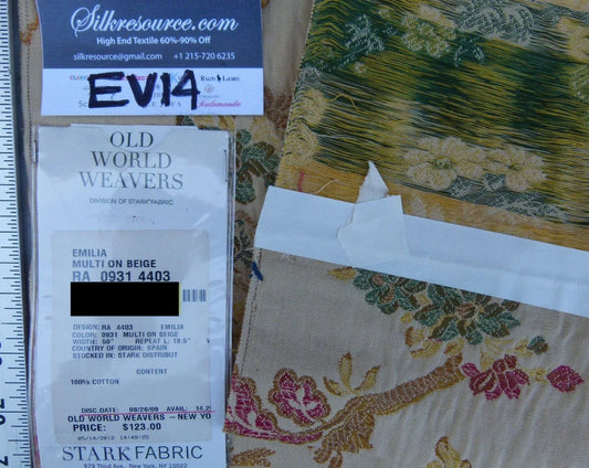 39 Ev14 Scalamandre Sample Square Emilia Multi On Beige