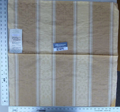 40 Ev14 Scalamandre Sample Square Rigatto Flores Champagne