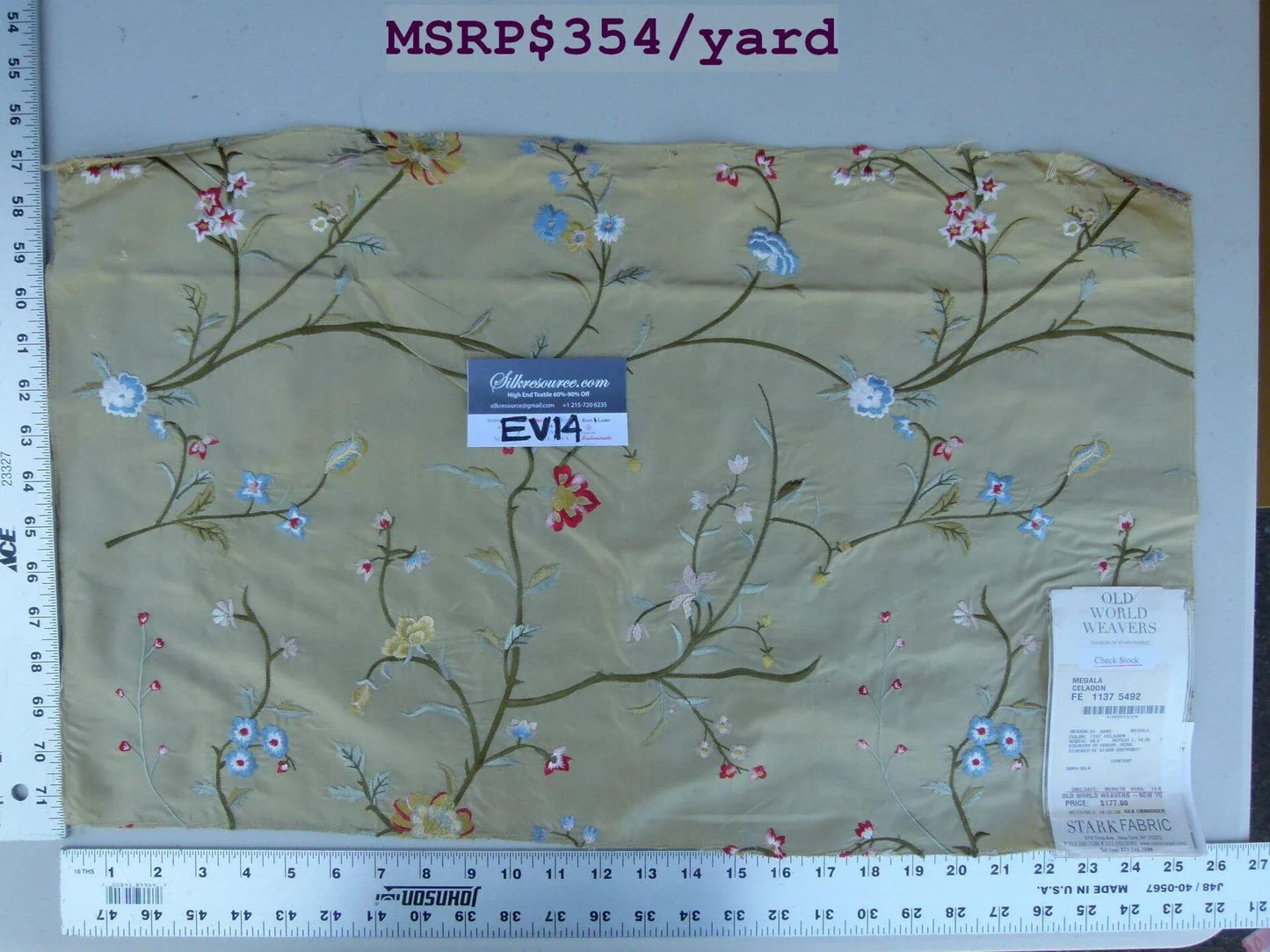 41 Ev14 Scalamandre Sample Square Megala Silk Celadon