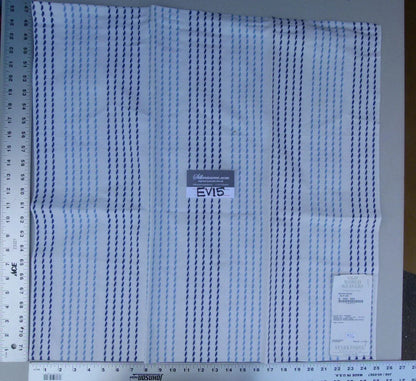 2 Ev15 Scalamandre Showroom Sample Square Matira Beach Blue Bay On White Cotton Embroidery Stripe