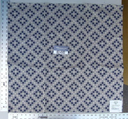 3 Ev15 Scalamandre Showroom Sample Square Lorcan Dark Blue Beige Jacquard Diamond