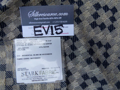 3 Ev15 Scalamandre Showroom Sample Square Lorcan Dark Blue Beige Jacquard Diamond
