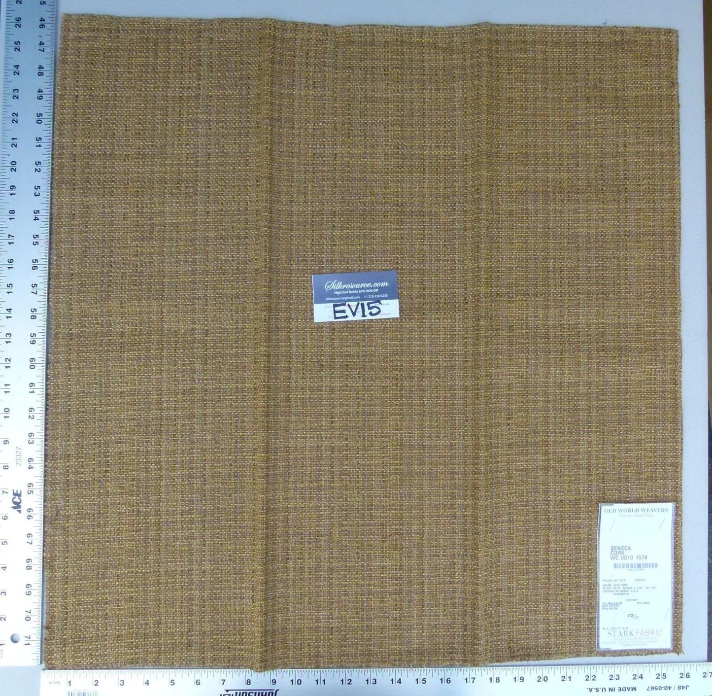 5 Ev15 Scalamandre Showroom Sample Square Seneca Cork Warm Golden Brown Woven Reversible