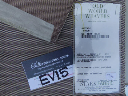 5 Ev15 Scalamandre Showroom Sample Square Battage Birch Taupe Woven Solid