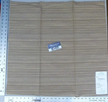 6 Ev15 Scalamandre Showroom Sample Square Avalonia Mist Tan Brown Stripe Organic Cotton Bamboo