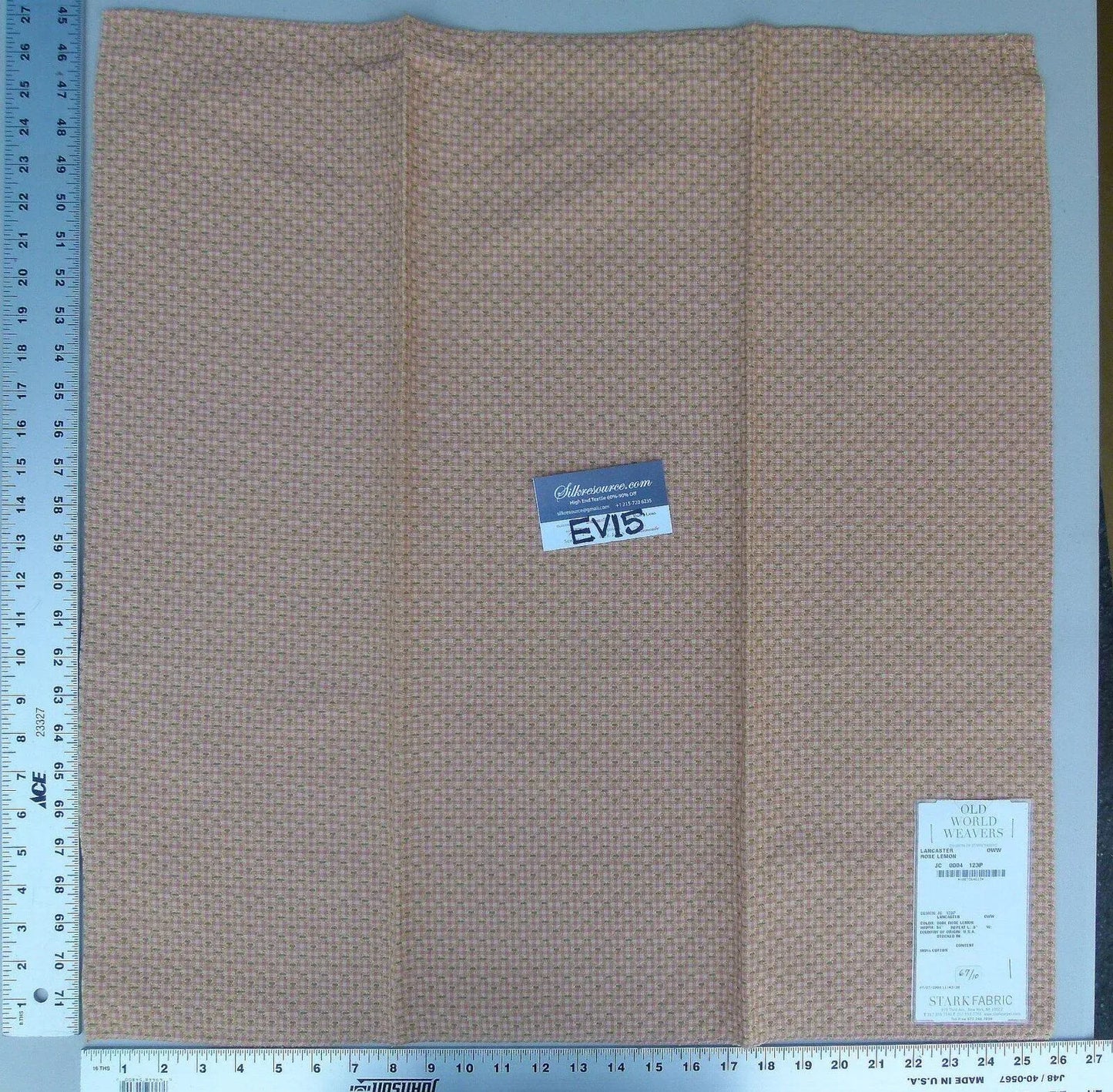 18 Ev15 Scalamandre Showroom Sample Square Lancaster Rose Lemon Pink Cotton Woven Plaid