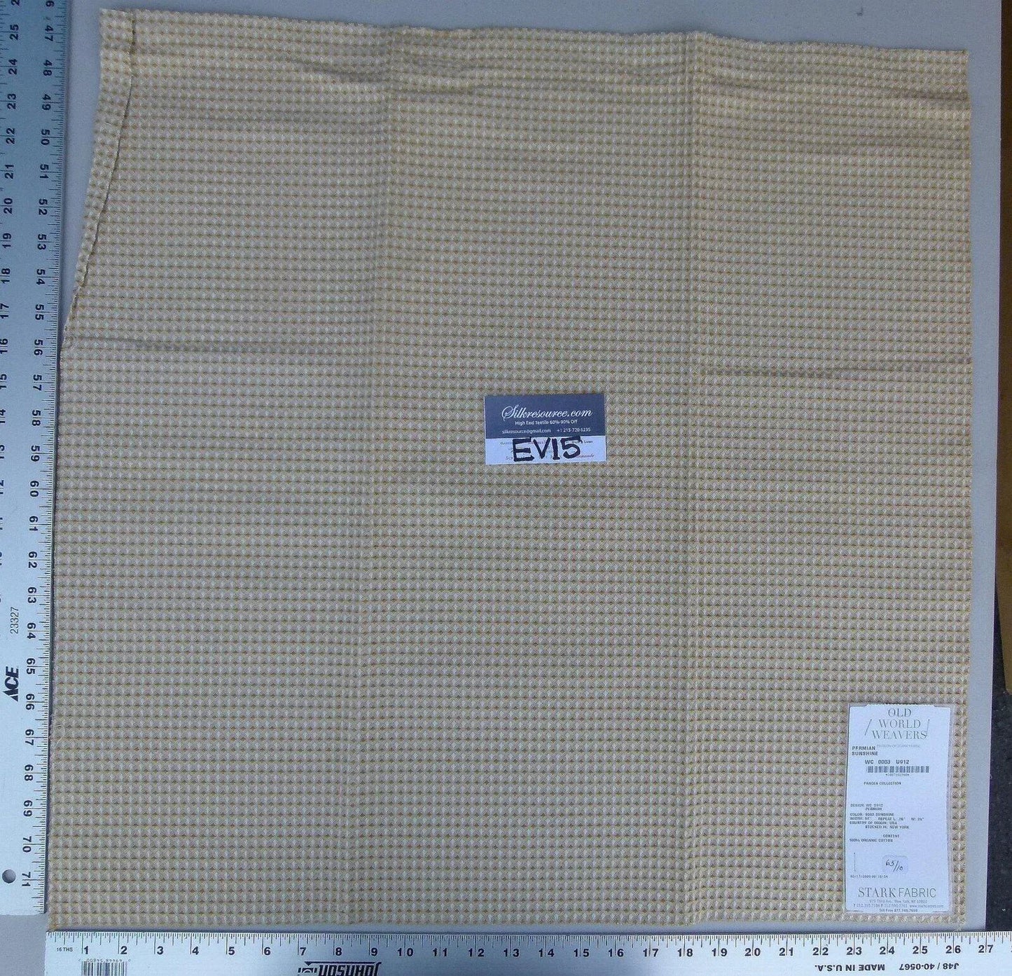 20 Ev15 Scalamandre Showroom Sample Square Permian Sunshine Gold Diamond Woven Organic Cotton