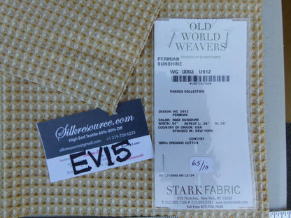 20 Ev15 Scalamandre Showroom Sample Square Permian Sunshine Gold Diamond Woven Organic Cotton