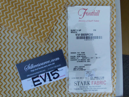 22 Ev15 Scalamandre Showroom Sample Square Surfs Up Soleil Gold Wave Geometric