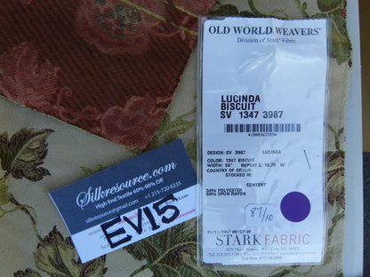 25 Ev15 Scalamandre Showroom Sample Square Lucinda Biscuit Floral Vine Old World Weavers MSRP USD 176/Y