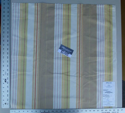 28 Ev15 Scalamandre Showroom Sample Square Fonthill Saratoga Stripe Yellow Multi Cotton Reversible