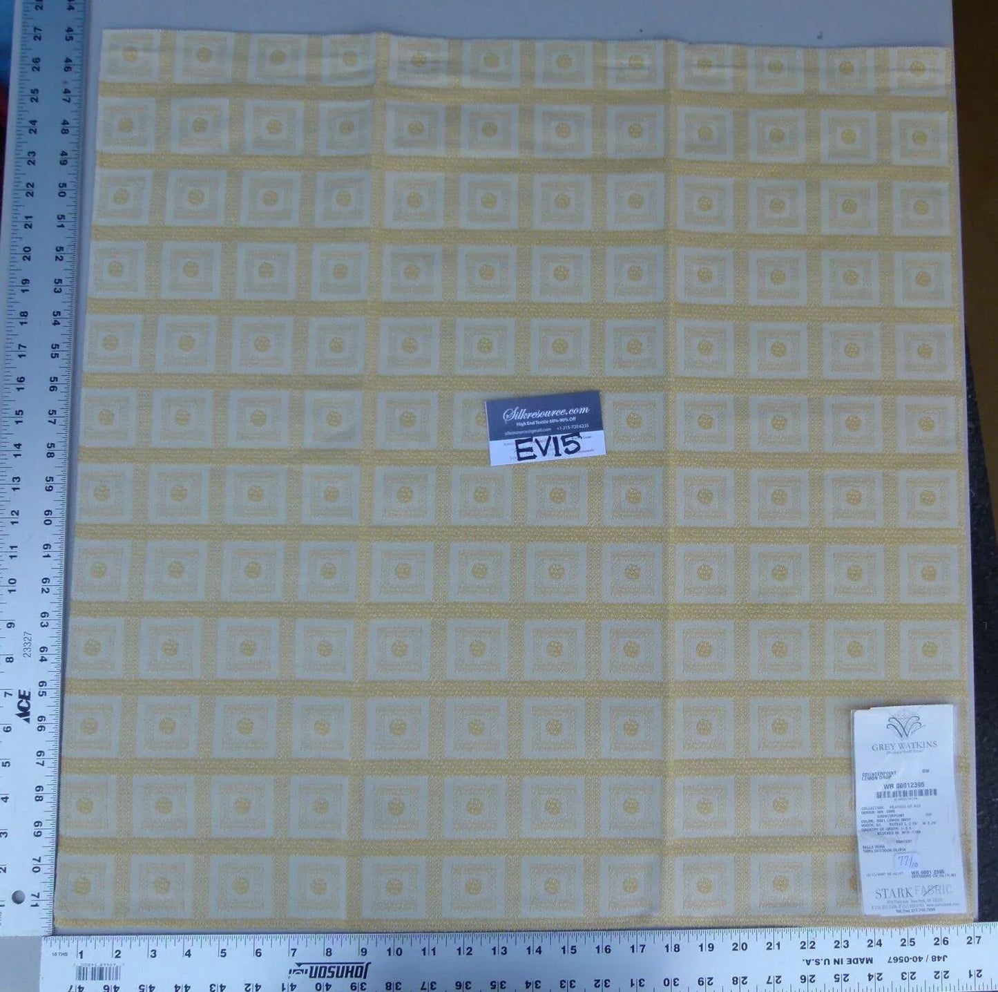 32 Ev15 Scalamandre Showroom Sample Square Counterpoint Lemondrop Outdoor Olefin Yellow Geometric