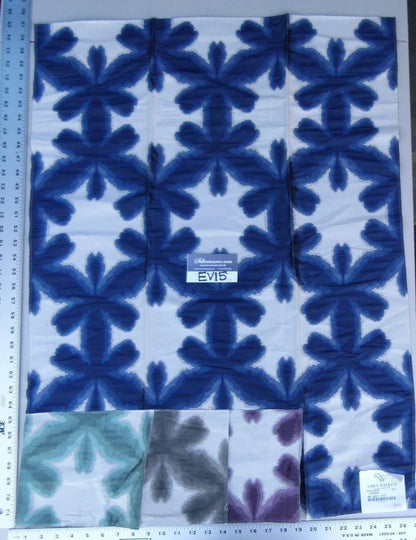 34 Ev15 Scalamandre Showroom Sample 35"x26" Misterioso Sapphire Blue Abstract Floral Print