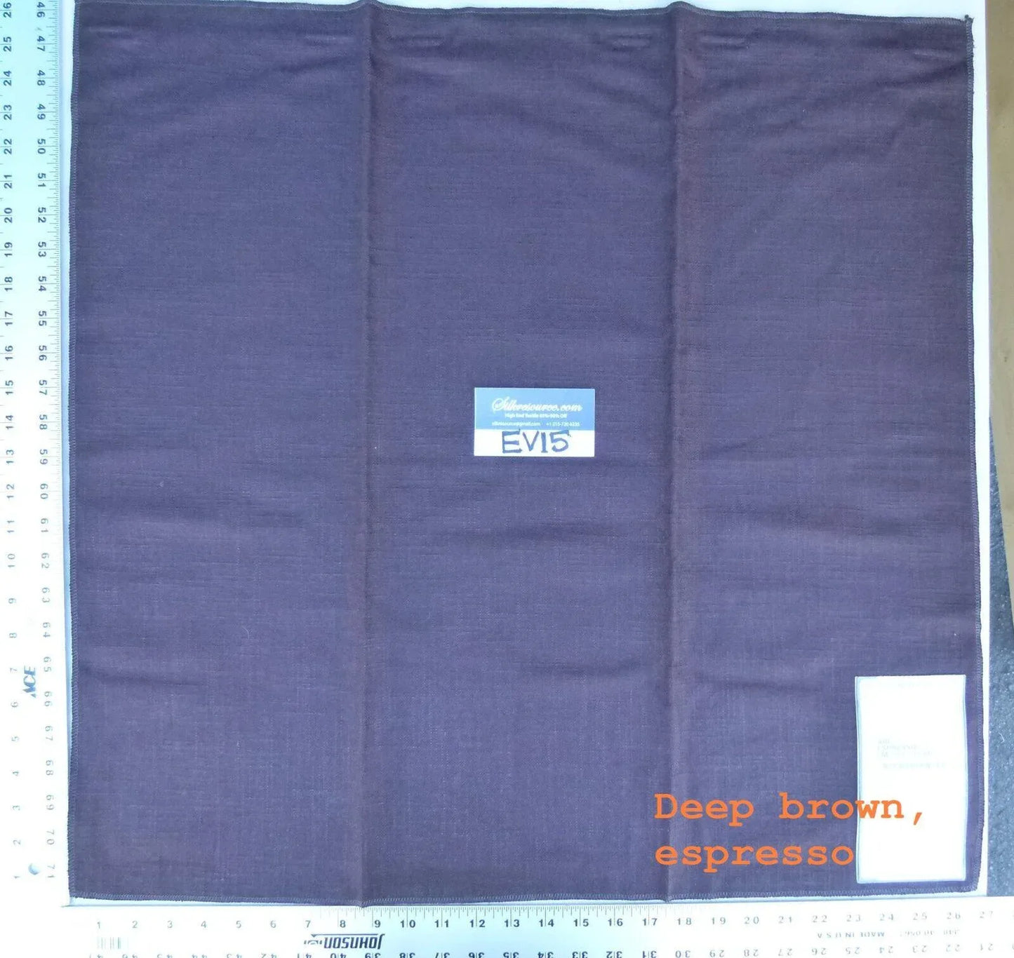 42 Ev15 Scalamandre Showroom Sample Square Ari Espresso Dark Brown Solid