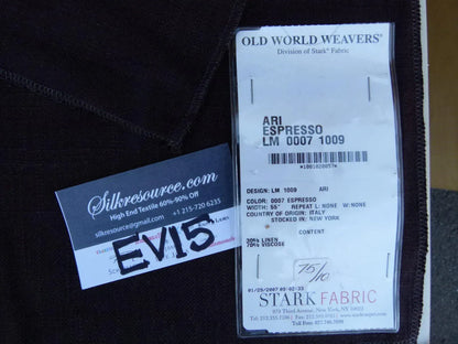 42 Ev15 Scalamandre Showroom Sample Square Ari Espresso Dark Brown Solid