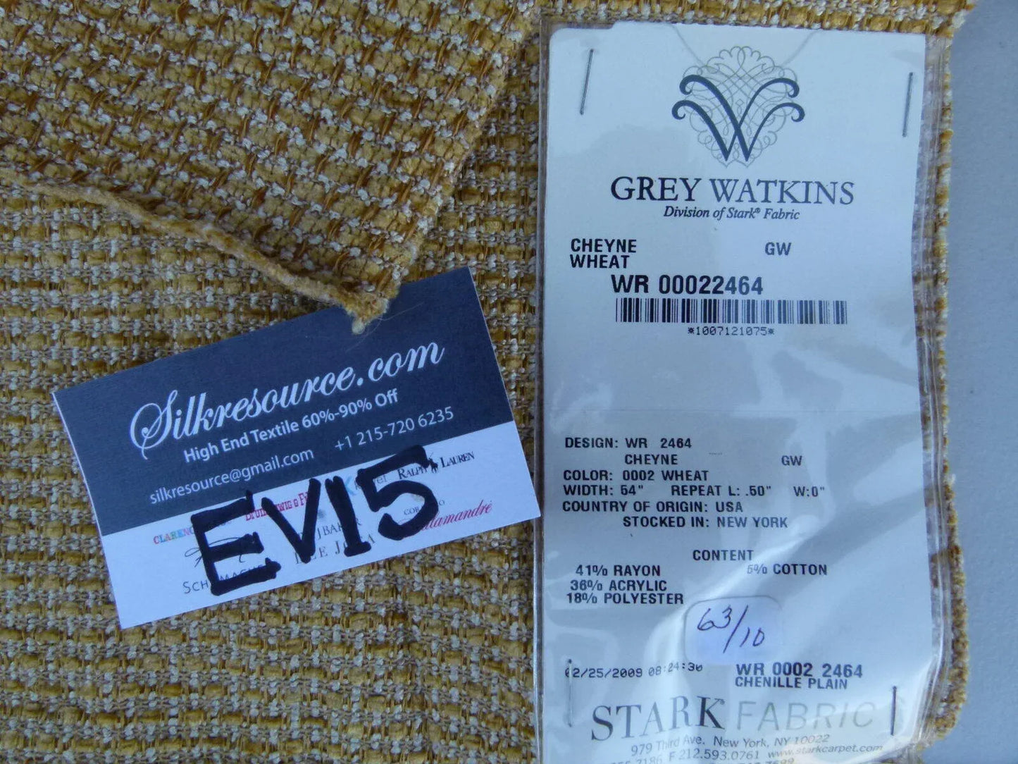 43 Ev15 Scalamandre Showroom Sample Square Cheyne Wheat Gold Chenille Reversible