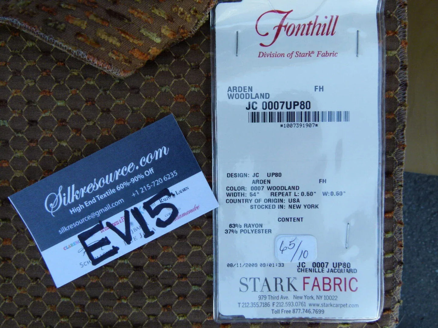 46 Ev15 Scalamandre Showroom Sample Square Arden Woodland Brown Chenille Jacquard Geometric