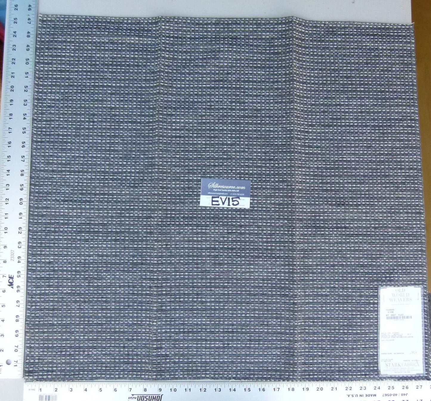 49 Ev15 Scalamandre Showroom Sample Square Pannier Stone Grey White Woven