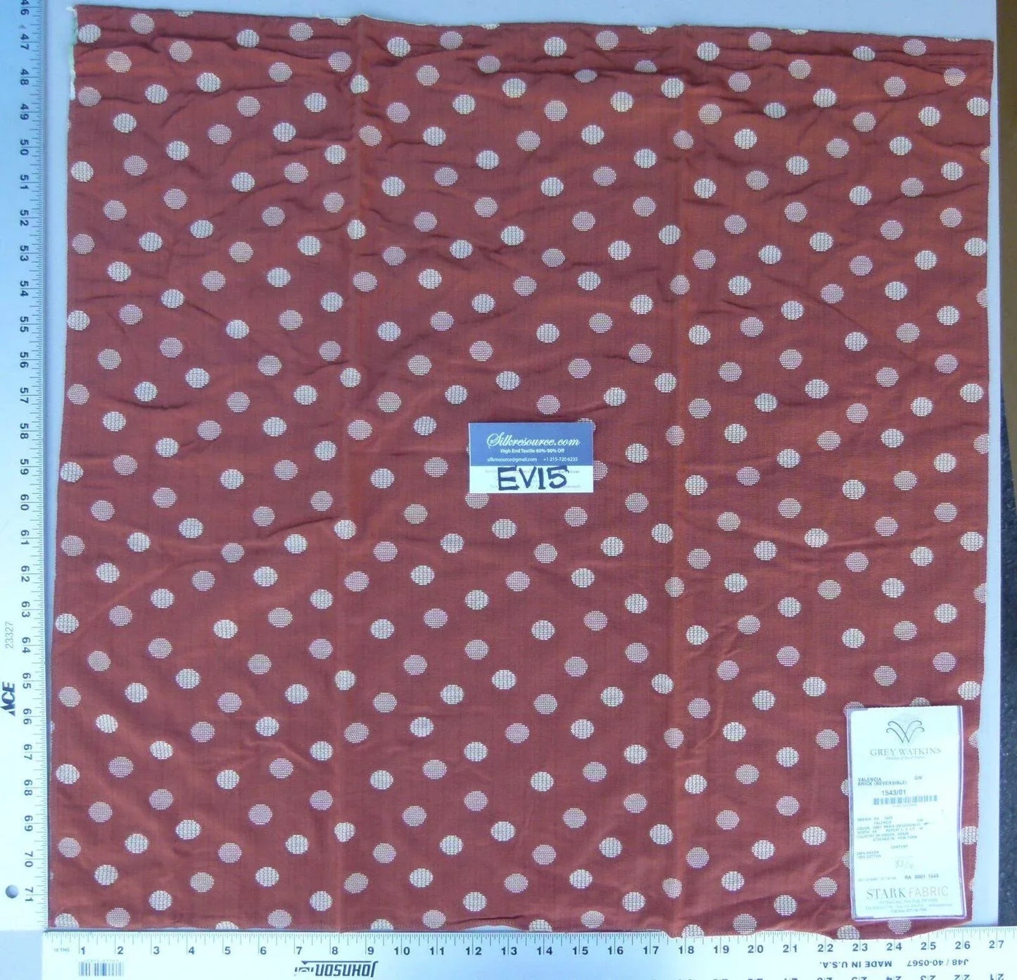 56 Ev15 Scalamandre Showroom Sample Square Valencia Brick Brownish Red Reversible