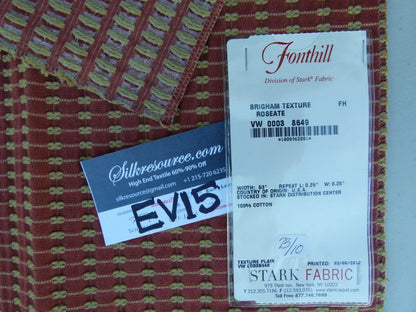 57 Ev15 Scalamandre Showroom Sample Square Brigham Texture Roseate Dark Orange Woven Cotton Stripe