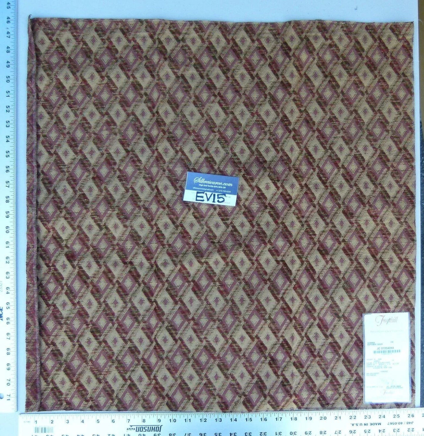 59 Ev15 Scalamandre Showroom Sample Square Gemma Autumn Cider Brown Beige Dot Diamond Woven