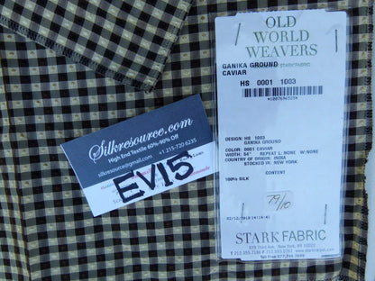 60 Ev15 Scalamandre Showroom Sample Square Ganika Ground Caviar Black Beige Plaid Silk