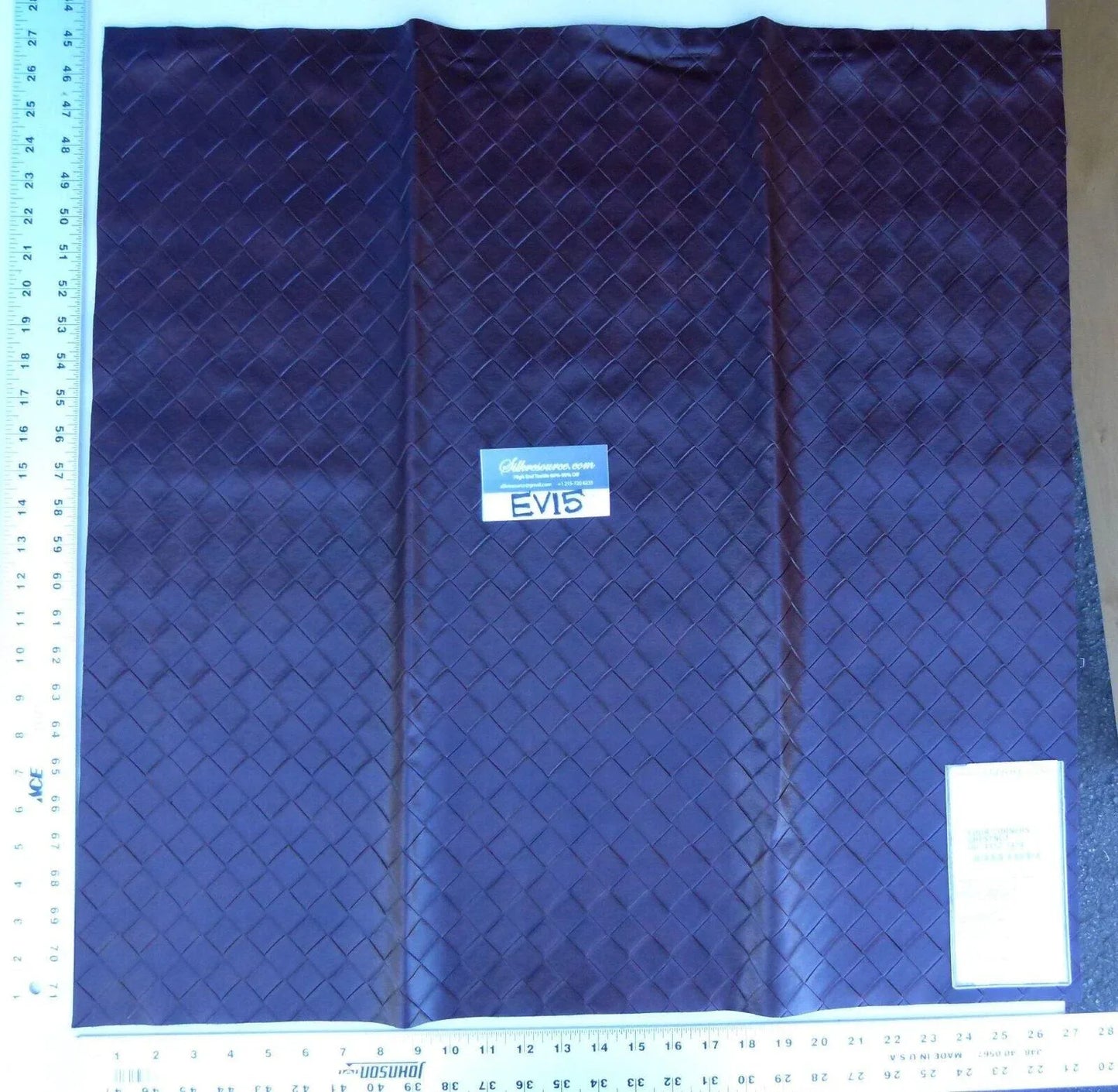 62 Ev15 Scalamandre Showroom Sample Square Four Corners Chestnut Black Brown Poly Vinyl Geometric