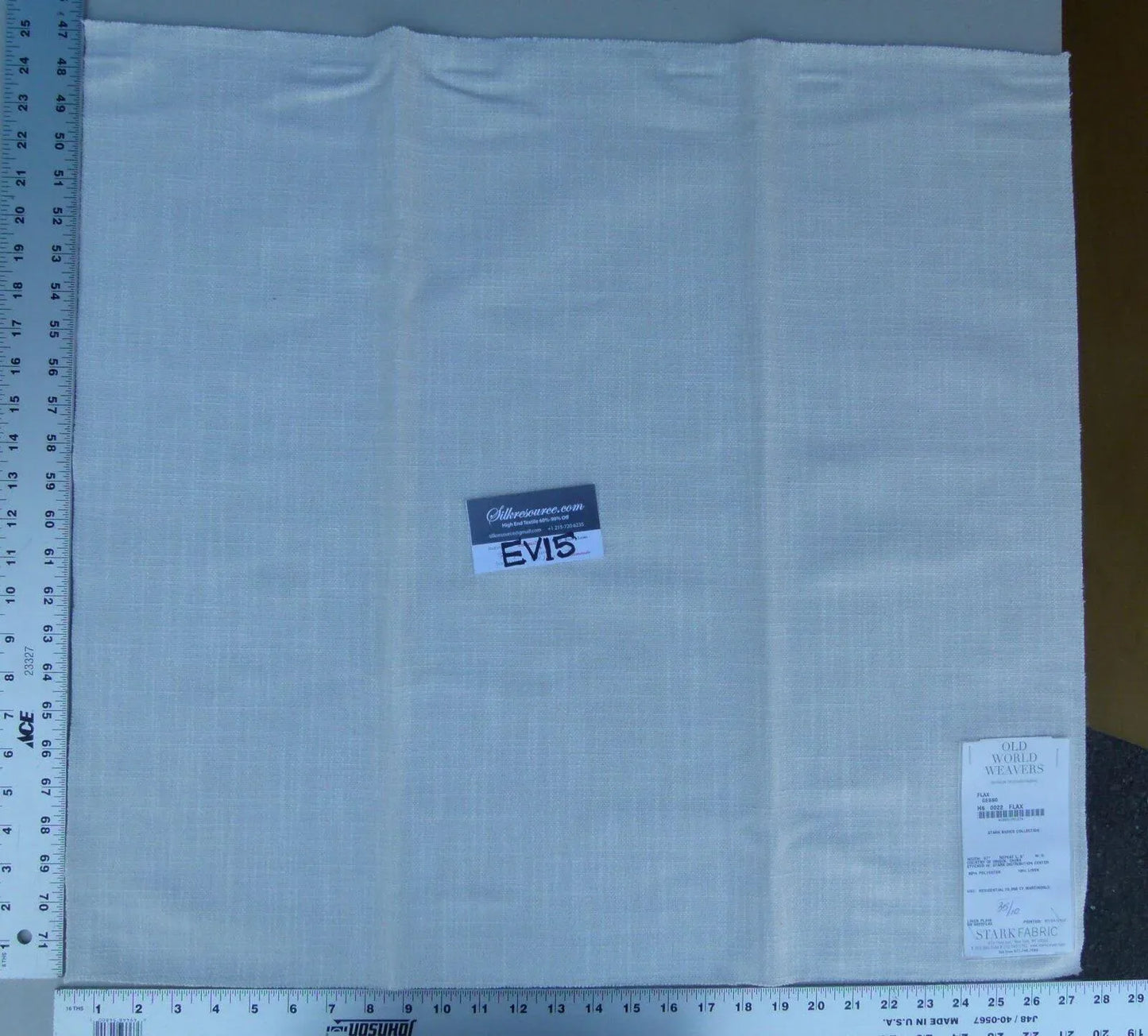 66 Ev15 Scalamandre Showroom Sample Square Flax Gesso Cream White Linen Blend Solid