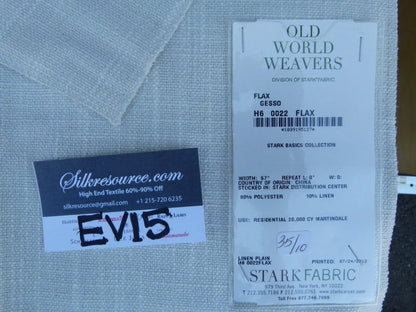 66 Ev15 Scalamandre Showroom Sample Square Flax Gesso Cream White Linen Blend Solid