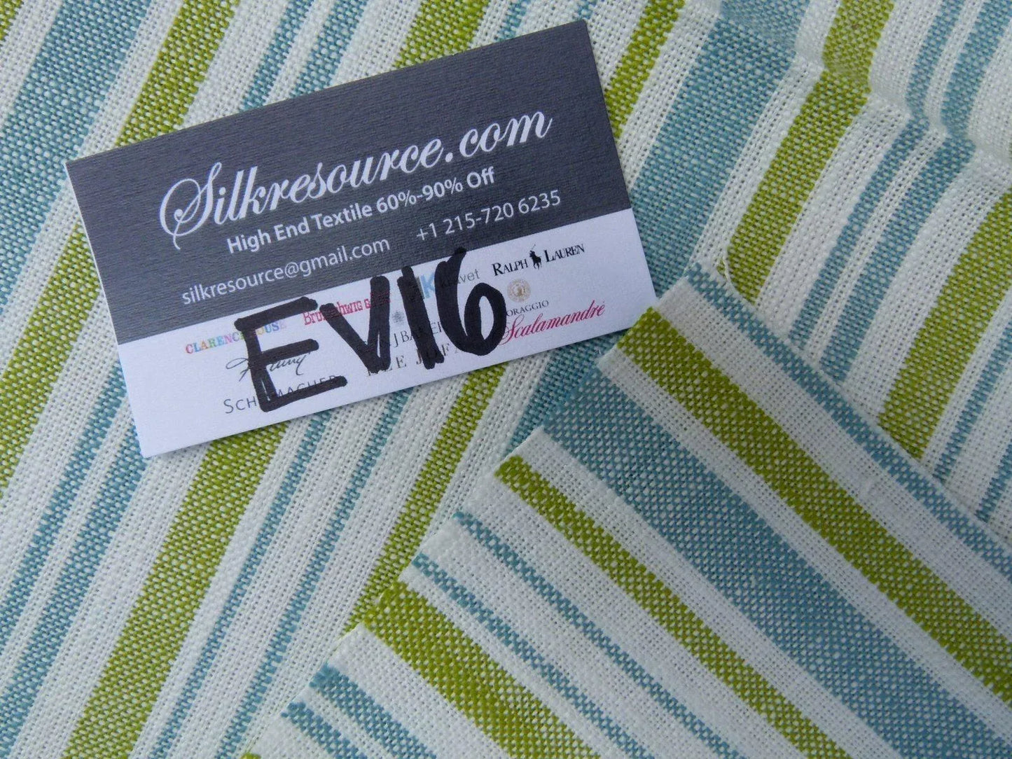 30 Ev16 Scalamandre Various Green, Blue And White Stripes