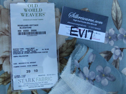3 Ev17 Scalamandre Sample Square 1.2 Yards Roseland Cottage Bluestone Blue White Green