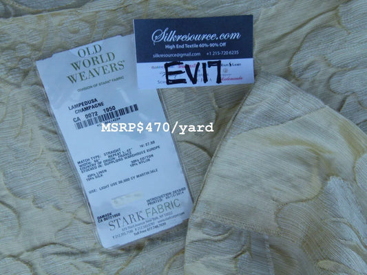 10 Ev17 Scalamandre Sample Square Lampedusa Champagne Damask Yellow 1yard+ MSRP USD 470/Y