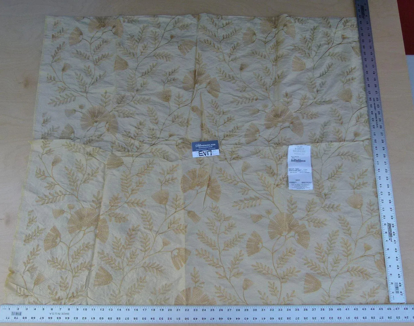 11 Ev17 Scalamandre Sample Square Villa Taranto Gold Beige